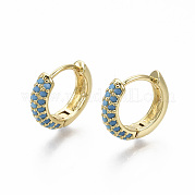 Серьги-кольца из латуни с микро-паве из фианита EJEW-R144-004D-NF