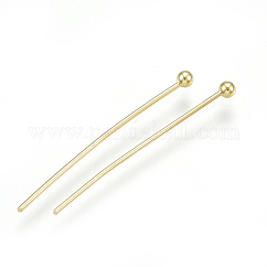 Messing Kugelkopfbolzen, Cadmiumfrei und Nickel frei und Bleifrei, echtes 18k vergoldet, 24x0.5 mm, 24 Gauge, Kopf: 2 mm
