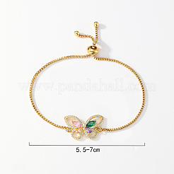 Gliederarmbänder aus Messing mit Micropave-Kubikzirkonia-Schieber&nbsp;CY1858-2