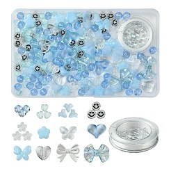 219 pièce de perles acryliques de 12 styles avec 1 rouleaux de fil élastique solide et extensible&nbsp;OACR-FS0001-58