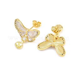 Accessoires de clous d'oreilles en laiton avec micro pavé zircone cubique&nbsp;CU-CBAA5EE-03G-B