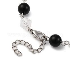 Armbänder aus synthetischen schwarzen Steinen mit runden Perlen&nbsp;BJEW-JB11206