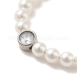 Bracciale con perline in imitazione di perle e strass abs con fermagli in acciaio inossidabile 304&nbsp;BJEW-K237-02P