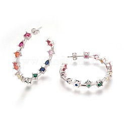 Clous d'oreilles en laiton avec zircon cubique&nbsp;EJEW-P183-04P