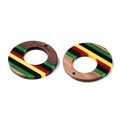 Pendentifs en résine époxy de couleur jamaïcaine et bois de noyer&nbsp;RESI-N039-122U