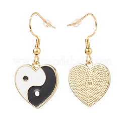 Corazón con aretes colgantes de esmalte de aleación tai ji&nbsp;EJEW-JE04979