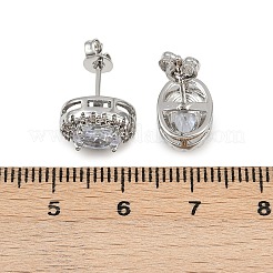 Messing Micro Pave klare Zirkonia Ohrstecker&nbsp;EJEW-Z128-01P-03