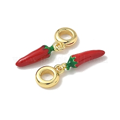 Messing Feuerstein Emaille Hot Pepper europäischen Anhänger&nbsp;KK-K293-75G