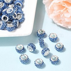 Polymer Clay Strass europäischen großen Lochperlen mit versilberten Messingkernen&nbsp;FPDL-R002-08