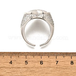 Bagues de manchette en laiton avec micro pavé de zircone cubique transparente pour femmes&nbsp;RJEW-G347-01P