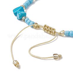 Fabrication de bracelets tressés en chips de turquoise synthétique et perles de rocaille faites à la main&nbsp;AJEW-MZ00004-05