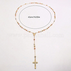 Collane rosario vintage con perline rotonde in acciaio inossidabile 304&nbsp;VJ4936-1