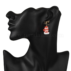 Weihnachtshandschuh-Ohrstecker aus Messing&nbsp;EJEW-MZ00497
