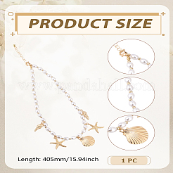 1 Stück Legierung Seestern Muschelform Charme weiß rund ABS Kunststoff Imitation Perle Perlen Halsketten&nbsp;NJEW-LP0007-38