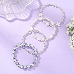 4 Stück 4 verschiedene Armbänder mit bedruckten Porzellanperlen&nbsp;BJEW-JB14203-01