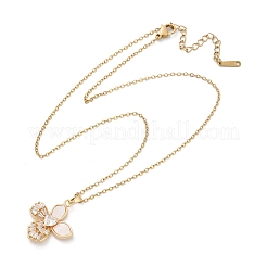 Collares colgantes de imitación de concha de plástico con circonita cúbica micro pavé de latón&nbsp;NJEW-C076-09G