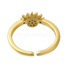 Manschettenringe mit Gestellplattierung aus Messing mit Mikropavé-Zirkonia für Frauen&nbsp;RJEW-D079-01A-RS