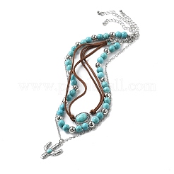 3 set di collana con perline in plastica sintetica turchese e ccb retrò in 3 stili&nbsp;NJEW-B120-01A