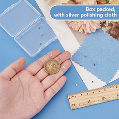 10 Stück rhodinierte 925 flache runde Crimpperlen aus Sterlingsilber&nbsp;STER-BC0002-69P