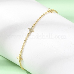 Armbänder aus Messing mit Mikropavé-Fassung und klaren Zirkonia in Sternform&nbsp;KK-CBAED06-05G