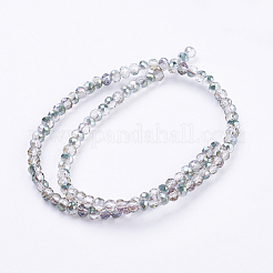 Fili di perline in vetro placcato sfaccettato mezzo rondelle di elettroplate&nbsp;X-EGLA-D020-3x2mm-15