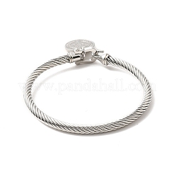 Armreif mit Saint Benedict-Anhängern aus 304 Edelstahl für Frauen&nbsp;BJEW-P283-06C