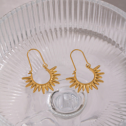Pendientes de aro vintage de acero inoxidable 304 con diseño de sol de estilo europeo&nbsp;KG5327-1