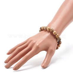 Natürliches Bildjaspis rundes Perlen-Stretch-Armband für Mädchenfrauen&nbsp;BJEW-JB06895-01
