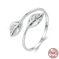 Blatt rhodinierte 925 Sterling Silber Manschettenringe für Damen&nbsp;FS-WG878D5-01