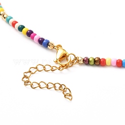 Set di collane con perline di semi di vetro perline malocchio&nbsp;NJEW-JN03722-02