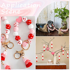DIY-Sets zur Herstellung von Anhängerdekorationen aus Holzperlen und Jutekordel zum Valentinstag&nbsp;DIY-SP0002-71