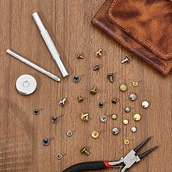 320 Sätze 4 Farben 2 Größen Eisen-Halbrohr-Kollisionsnieten-Kits&nbsp;DIY-WH0304-489