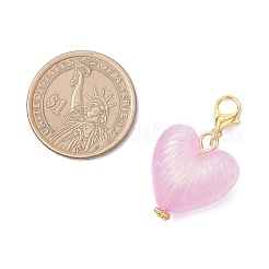 Decorazioni pendenti a forma di cuore in polvere d'oro acrilico luminoso&nbsp;HJEW-JM04272