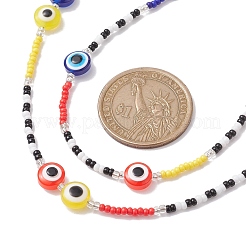 Conjunto de joyas con cuentas de semillas de vidrio y mal de ojo de resina&nbsp;SJEW-MZ00002