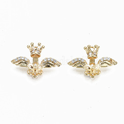 Latón micro pavimenta claro cubic zirconia clavija fianzas encantos&nbsp;LS-KK-S356-119G-NF