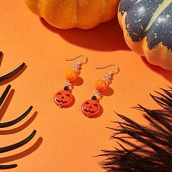 Orecchino pendente turchese sintetico jack-o'-lantern zucca di Halloween&nbsp;EJEW-JE05170