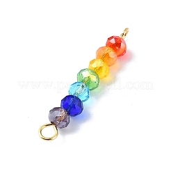 10 Stück facettierte Rondell-Glas-Anschluss-Charms in 7 Farben&nbsp;PALLOY-JF02529-02S