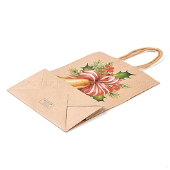 Kraftpapiertüten mit weihnachtlichem Aufdruck und Griffen&nbsp;ABAG-M008-08C