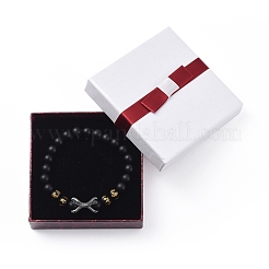 Bracelets extensibles en perles d'agate noire naturelle (teintes et chauffées)&nbsp;BJEW-JB04801