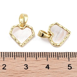 Messing Pavé natürliche Muschel Herz Charms&nbsp;KK-C051-19G