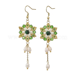 Boucles d'oreilles pendantes en acier inoxydable 304 avec perles de verre&nbsp;EJEW-MZ00808-01