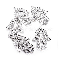Aleación de estilo tibetano hamsa grande mano / mano de fatima / mano de colgantes miriam&nbsp;X-TIBEP-16901-AS-NR