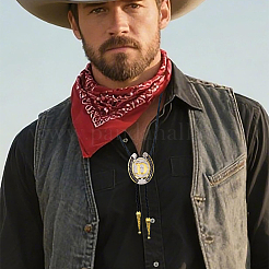 Colliers et pendentifs en alliage de fer à cheval et lettres de style western avec cravate bolo&nbsp;NJEW-WH20014-02D