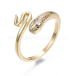 Anneau de manchette enveloppant de serpent vert zircone cubique&nbsp;RJEW-N035-068-NF