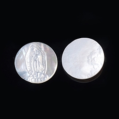 Natürliche weiße Muschel cabochons&nbsp;SSHEL-D083-10