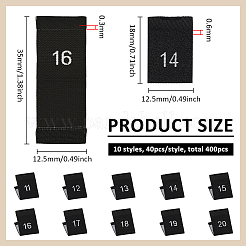 400 Stück 10 Stile Polyester-Größenetiketten für Kleidung&nbsp;DIY-BC0016-59B