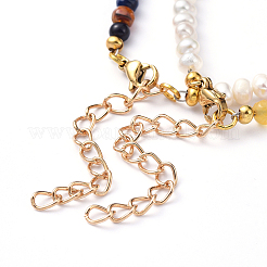 Set di braccialetti con perline in agata naturale e perle d'acqua dolce&nbsp;BJEW-JB05145-03