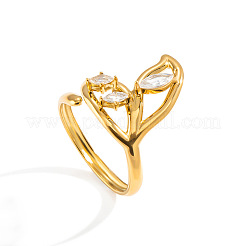 Offene Manschettenringe aus Edelstahl 304 mit Zirkonia-Pavé für Damen&nbsp;CA6223