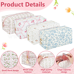 4 bolsa rectangular de algodón para cosméticos de 4 colores&nbsp;AJEW-WA0005-14A