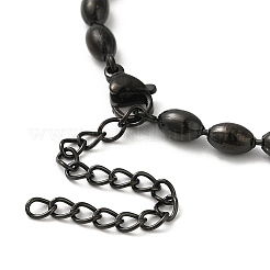 Braccialetti a catena ovale con sfere in acciaio inossidabile 304 placcati ioni (ip) per donna&nbsp;BJEW-C046-01B